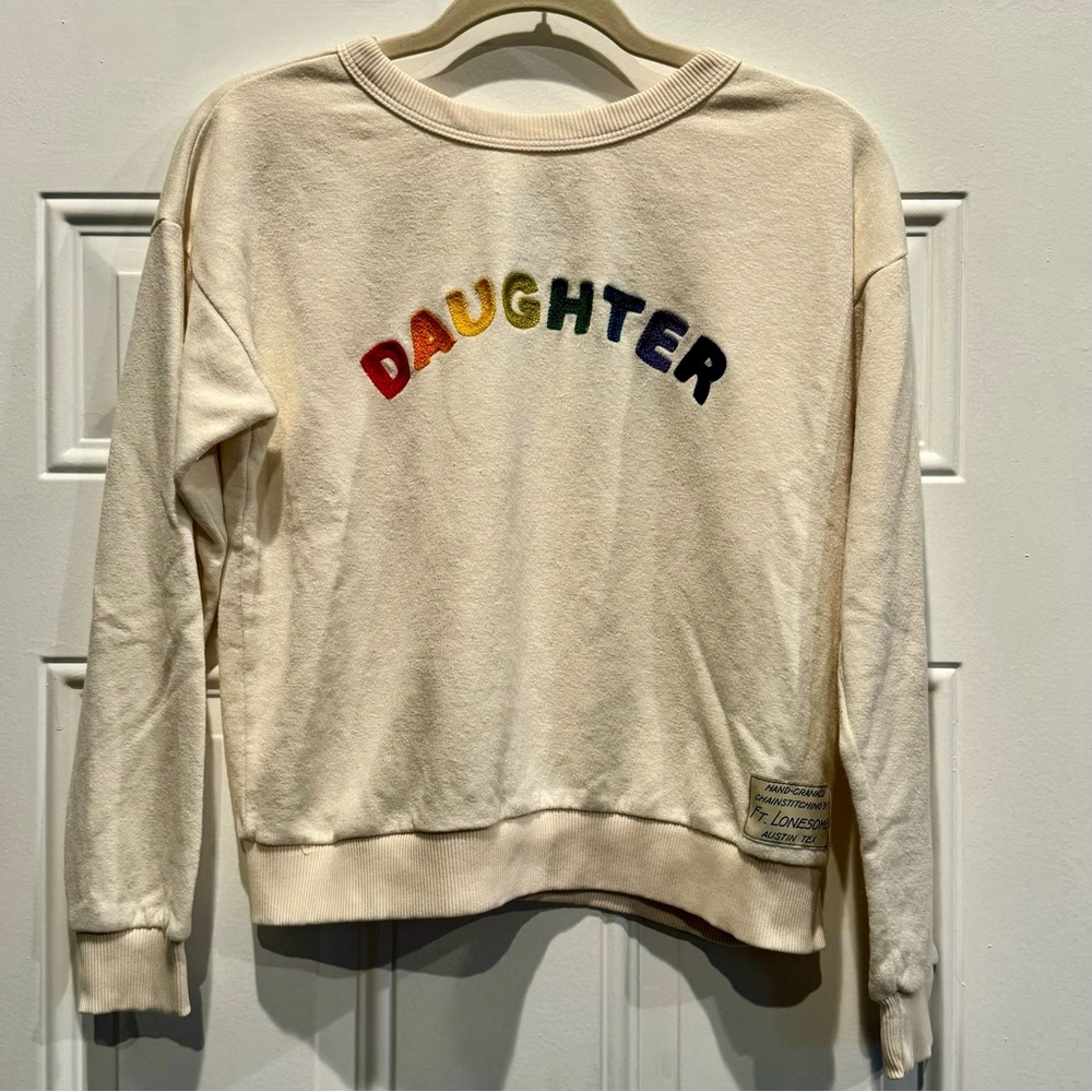 Daughter x Ft Lonesome rainbow chainstitch on Jungmaven sweatshirt